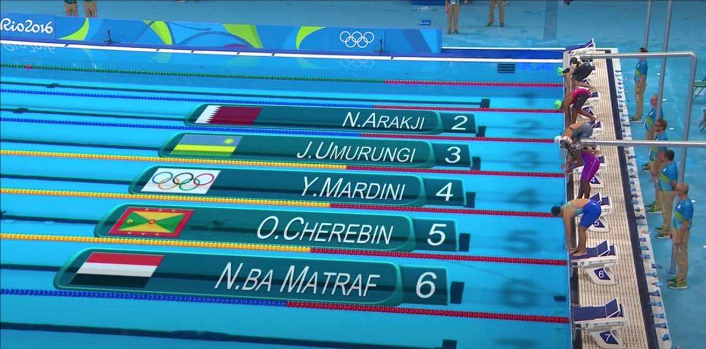 Yusra swimming during the Rio Olympics
